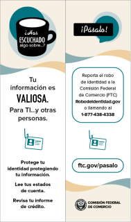 Identity Theft (Pass It On) bookmark (Spanish)